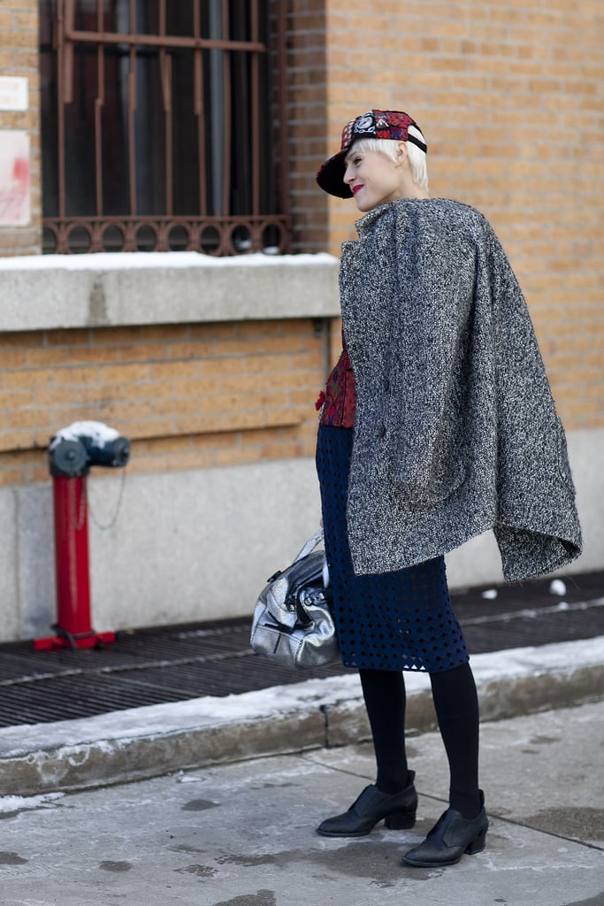 A tweed coat polished off a preppy-meets-sporty mix.
A tweed coat polished off a preppy-meets-sporty mix.