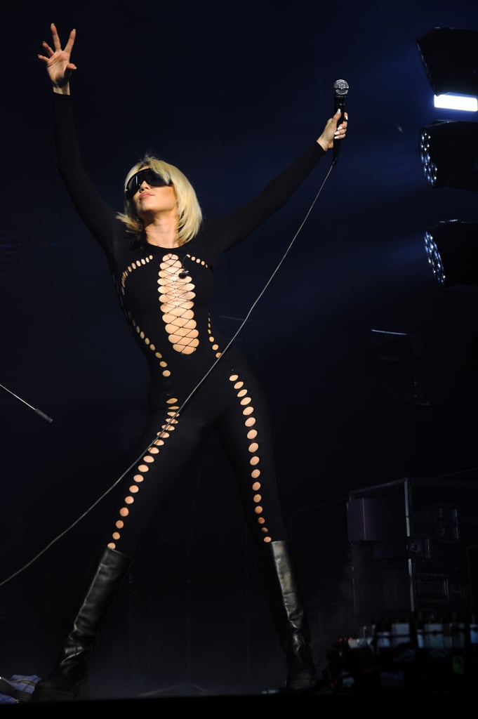 Miley Cyrus Wearing a Black Cutout Catsuit in Colombia
