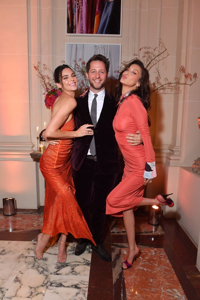 Kendall Jenner and Bella Hadid in Orange Dresses in Paris