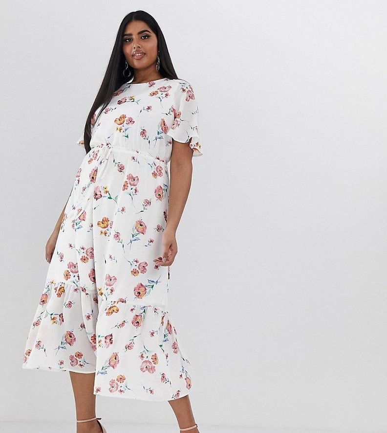 Fashion Union Drop Hem Midi Dress in Floral