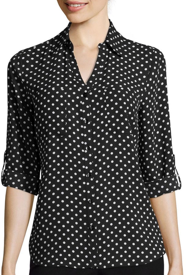 By & By 3/4-Sleeve Button-Front Polka-Dot Shirt ($46)
