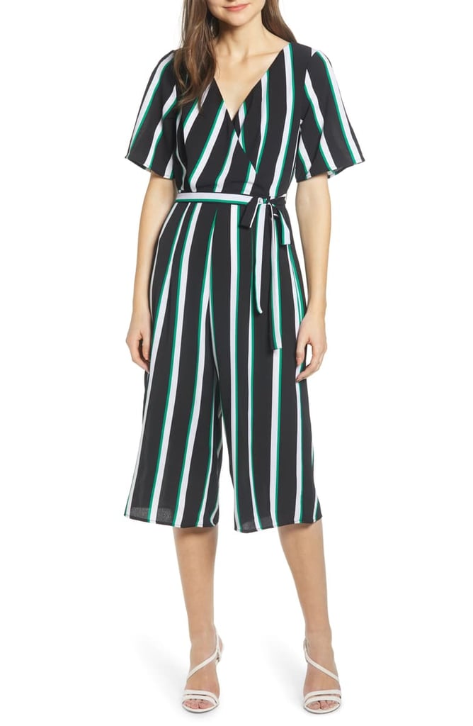 Row A Stripe Double-V Jumpsuit