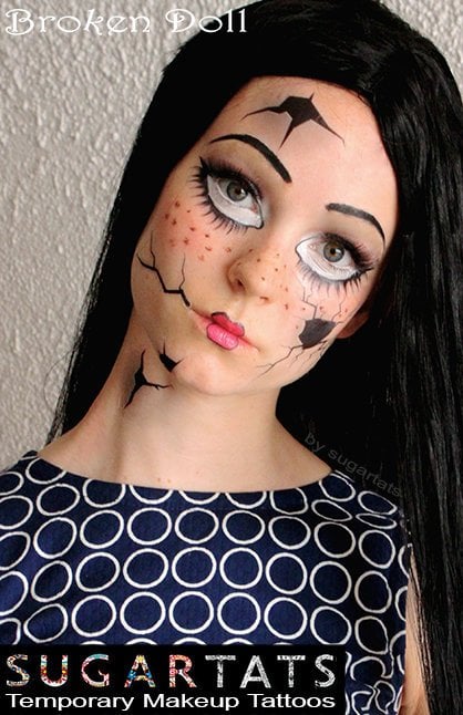 Broken Doll Temporary Face Tattoo Set