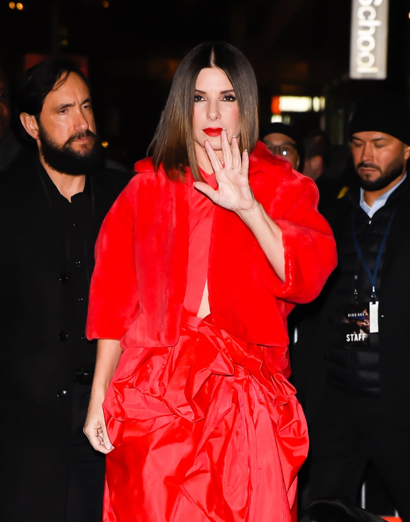 Sandra Bullock Red Dress at Bird Box Screening 2018