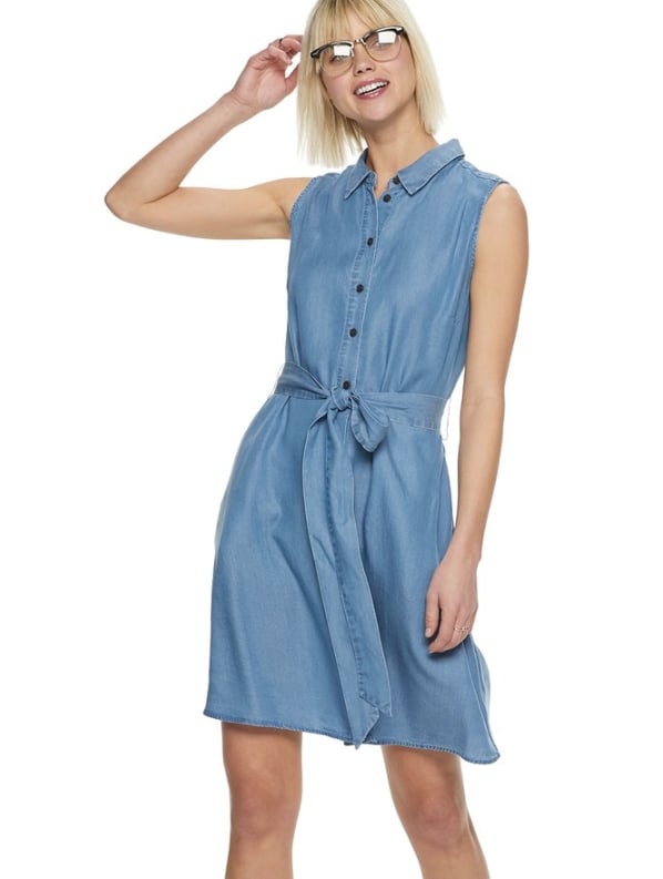 Chiffon Shirt Dress in Blue Wash