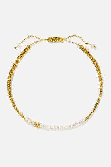 Pacharee x Pach Tach Pearl, Lurex and Gold-Plated Bracelet