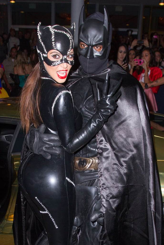 The pair dressed up as Batman and Catwoman for Halloween 2012 in Kim