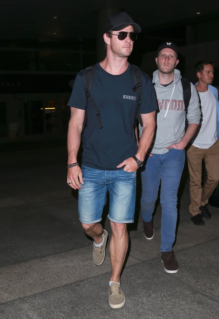 Chris Hemsworth Wearing Jean Shorts in LA