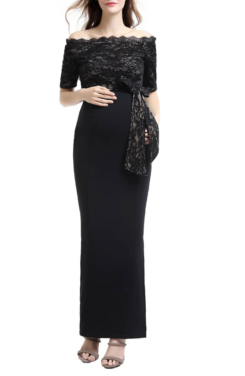 Kimi and Kai Everly Off-the-Shoulder Maternity Gown