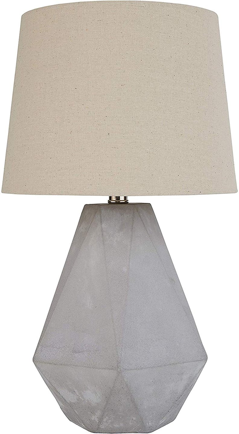 Rivet Mid Century Modern Diamond Cut Concrete Bedside Table Desk Lamp