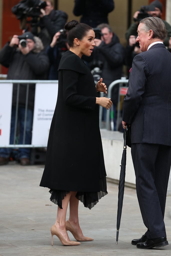 Meghan Markle's Black Givenchy Coat ACU Visit Jan. 2019