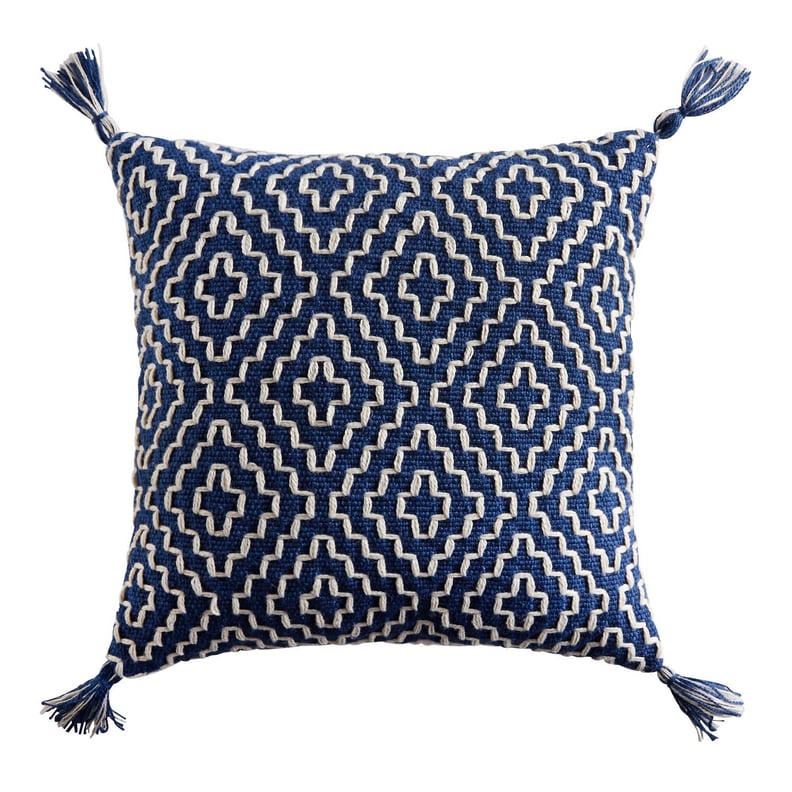 Geometric Pom Square Indigo Pillow