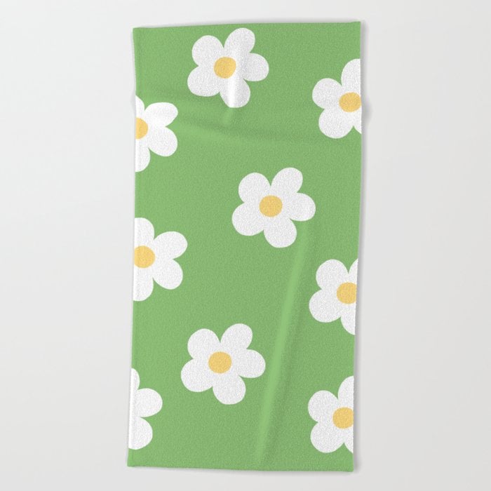 Retro 60's Flower Power Print Beach Towel by lobbygirl