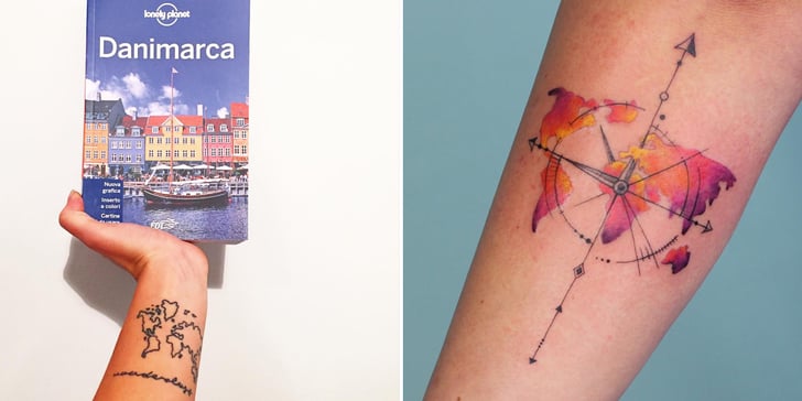 world map outline tattoo arm