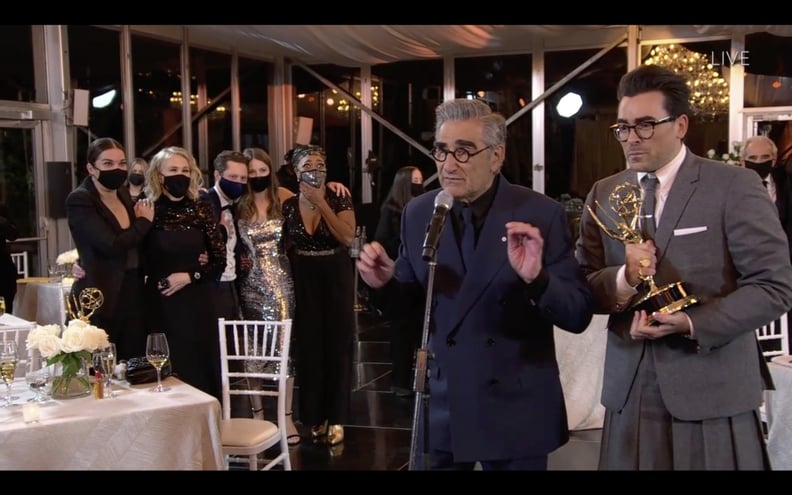 Eugene and Dan Levy at the 2020 Emmys