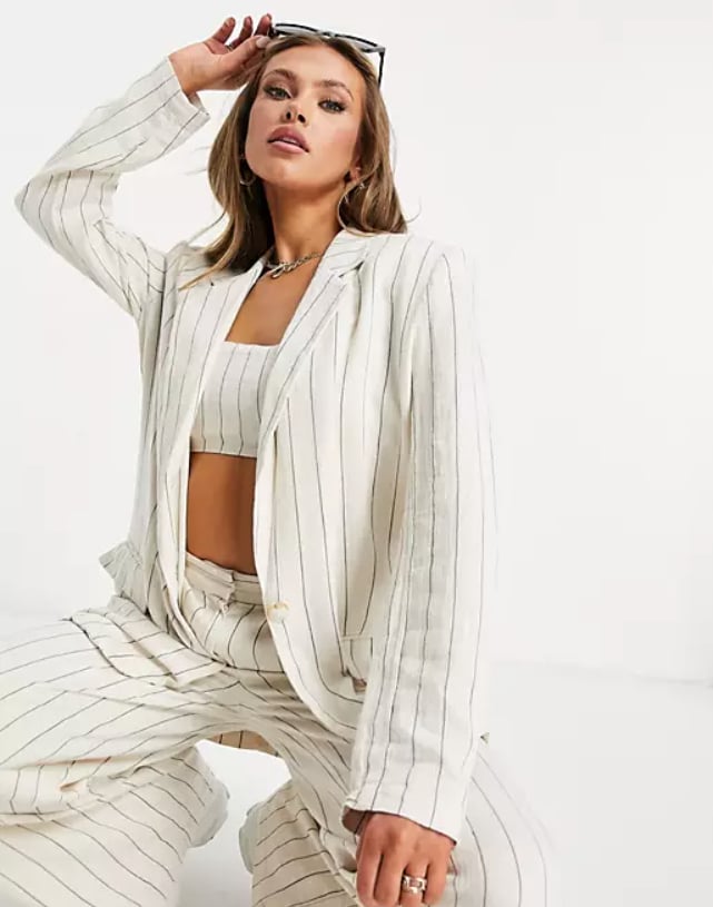 ASOS Design '90s Wash Linen Suit in Stripe