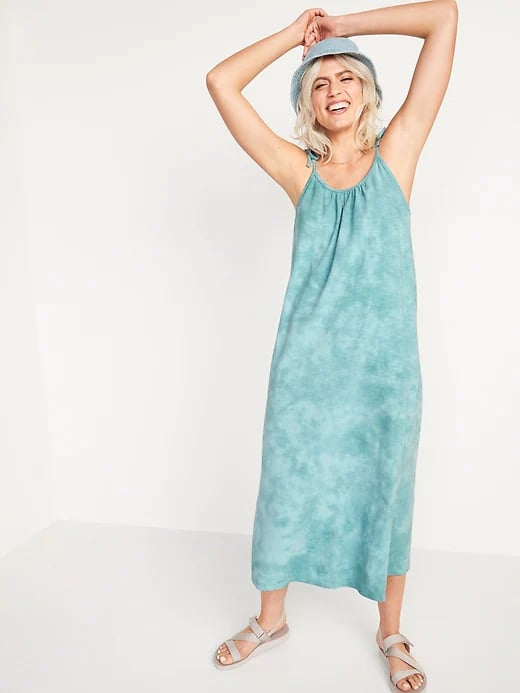 Old Navy Sleeveless Tie-Shoulder Tie-Dye Cami Midi Swing Dress