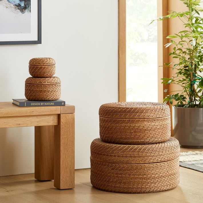 West Elm Modern Weave Round Lidded Baskets