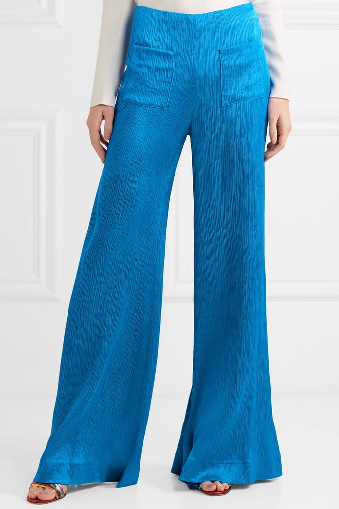 Hellessy Luc Plissé Silk-Satin Flared Pants