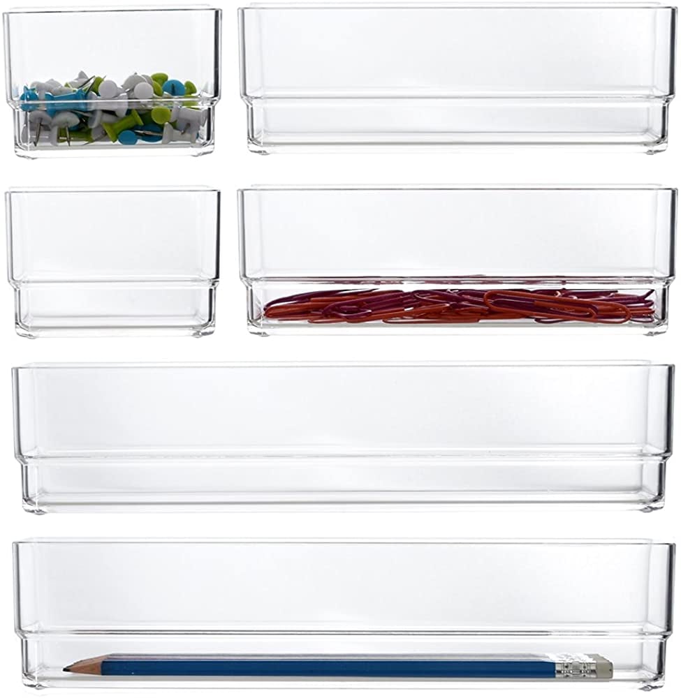 Stori Clear Plastic Vanity and Desk Drawer Organizers