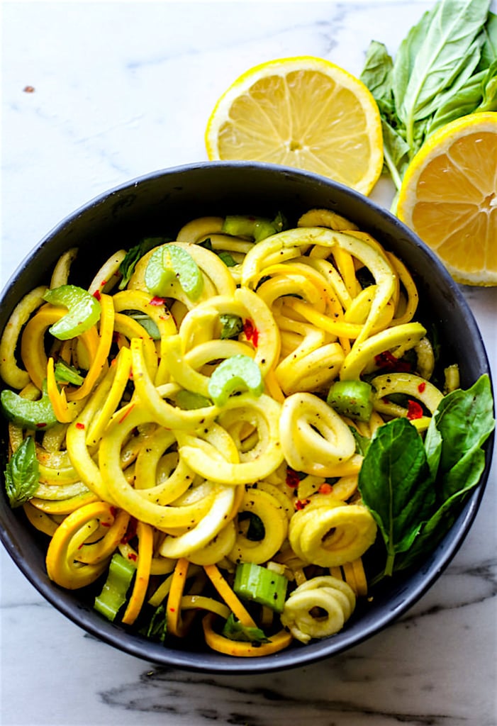 Yellow Squash Spiralized Salad With Basil and Mint Summer Zucchini