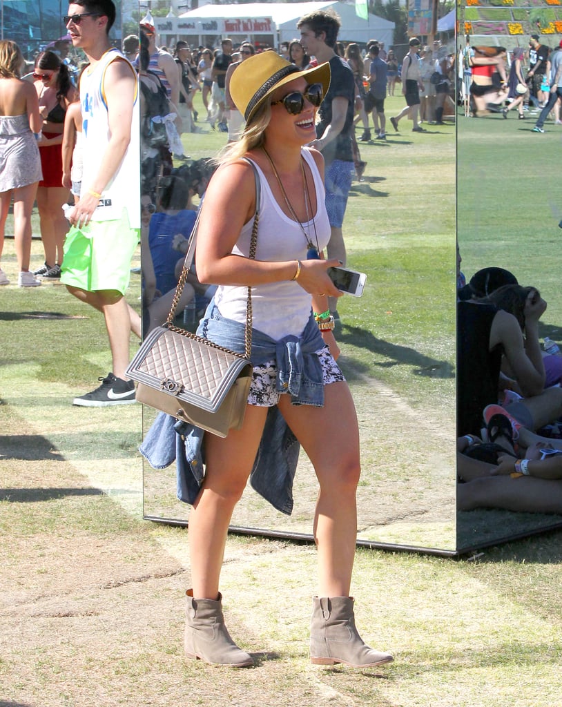 Hilary Duff laughed while walking around.