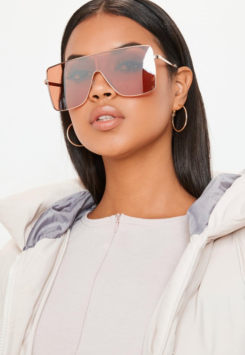 Missguided Pink Large Clear Visor Sunglasses