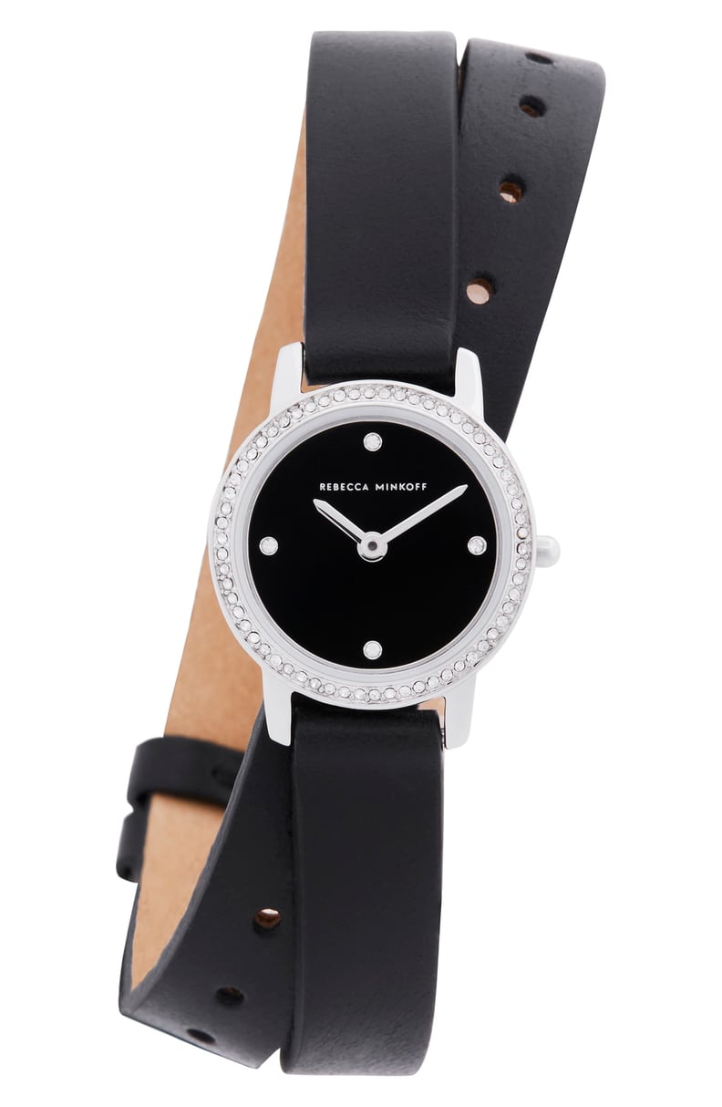 Rebecca Minkoff Major Double Wrap Leather Strap Watch