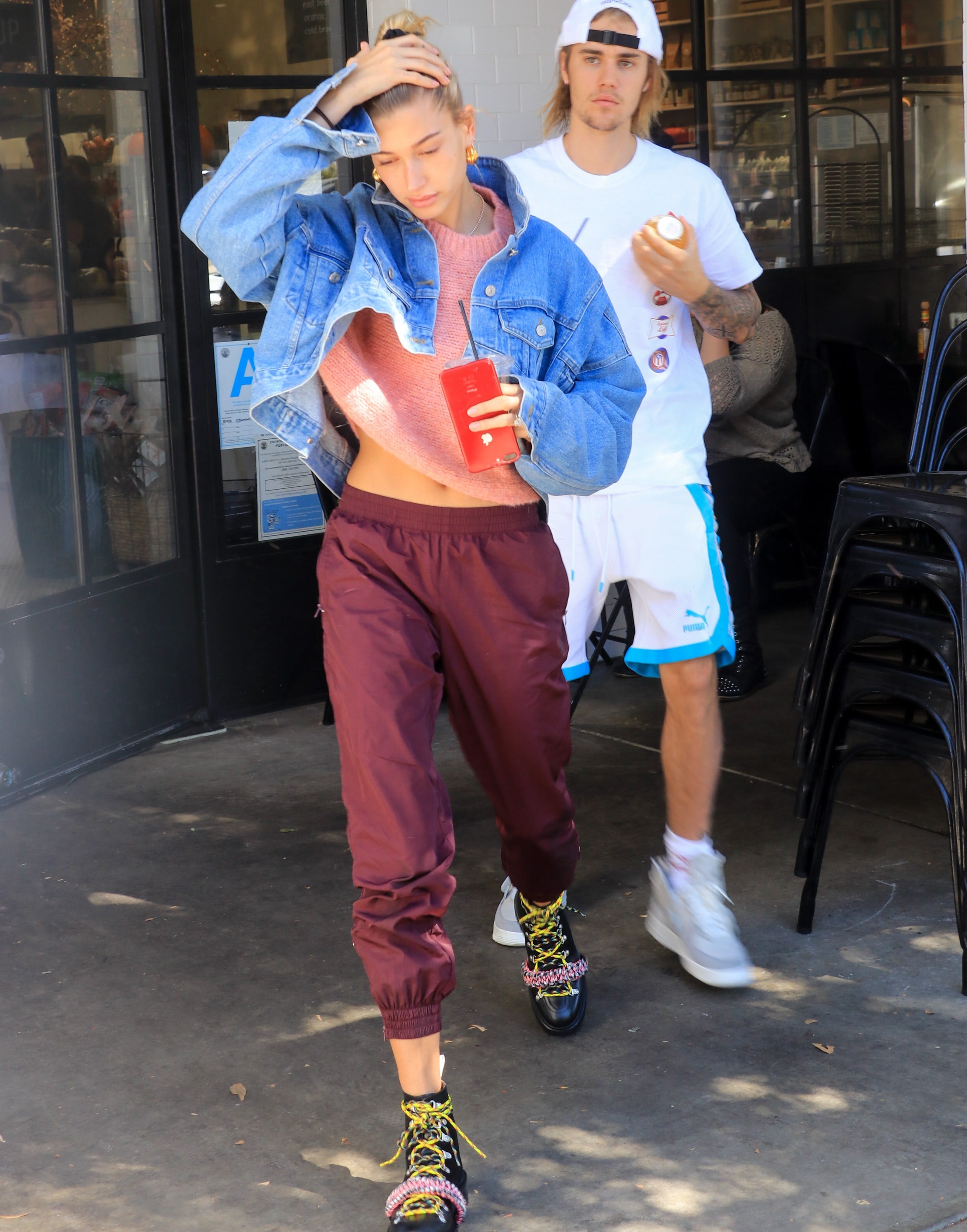 Hailey Baldwin Combat Boots Yellow Laces House of Holland | POPSUGAR ...