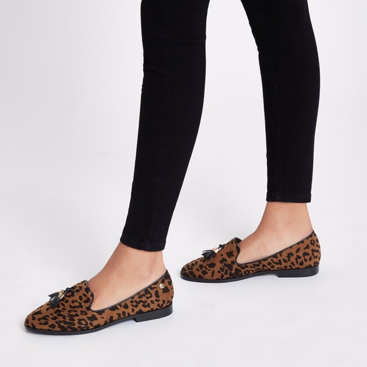 leopard print flats with tassel