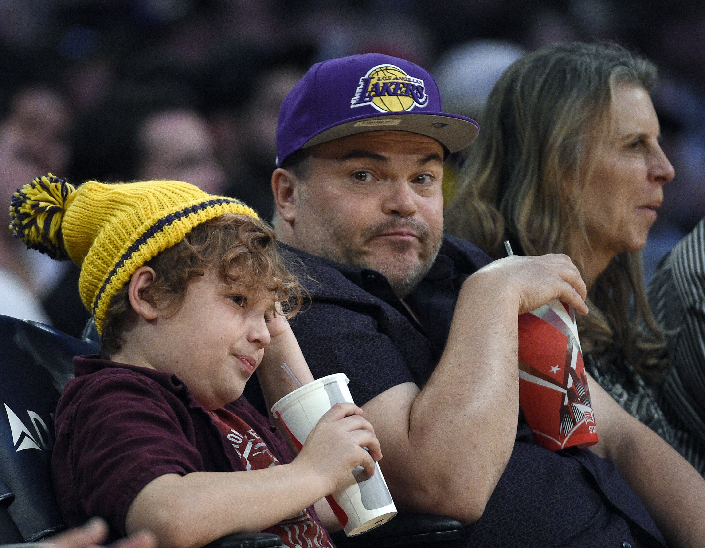 Jack Black and Son at LA Lakers Game March 2017