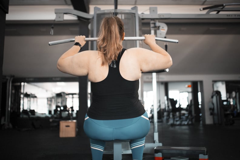 Motivated overweight women at gym