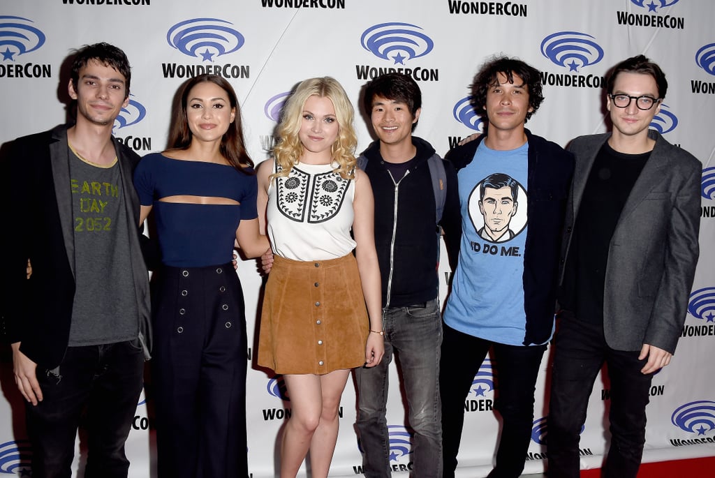 Pictured: Devon Bostick, Lindsey Morgan, Eliza Taylor, Christopher Larkin, Bob Morley, and Richard Harmon.