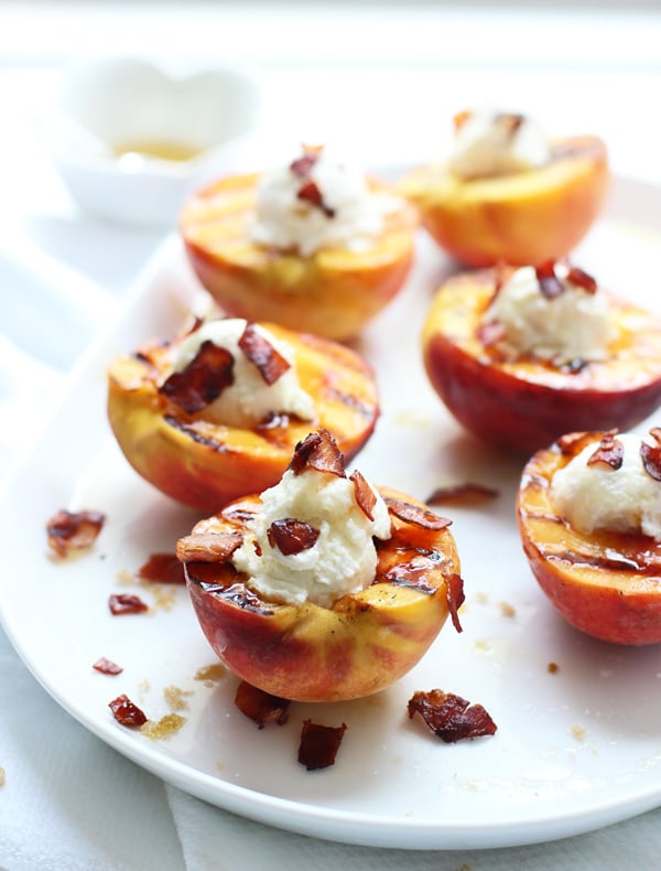 Brown Sugar Grilled Peaches With Ricotta and Prosciutto