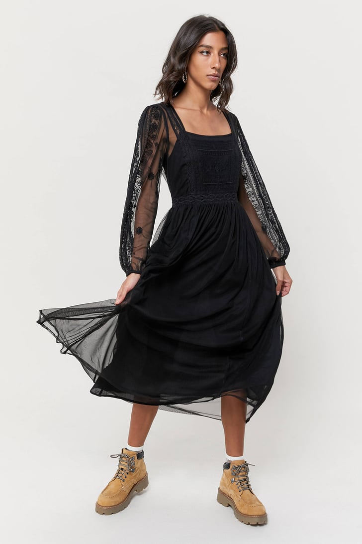 long sleeve midi dress lace
