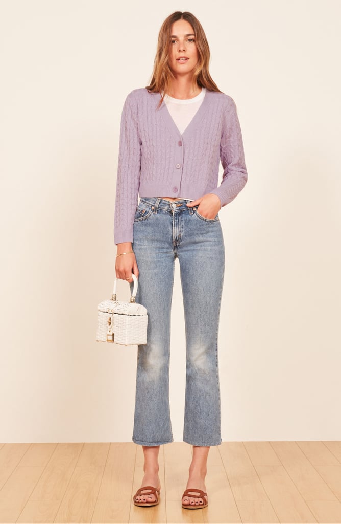 Reformation Annabell Cable Knit Linen Cardigan