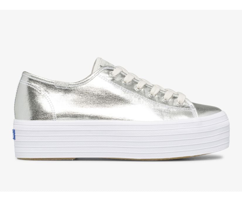 Platform Sneakers: Keds Triple Up Metallic Twill