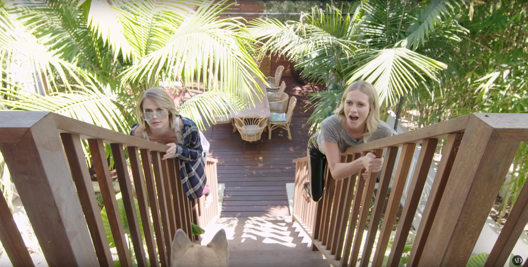 Here They Are Casually Sliding Down The Railing To Their Back