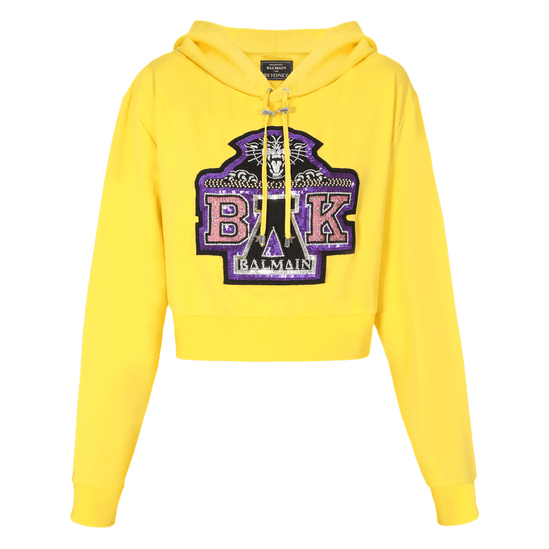 Shop the Exact Balmain For Beyoncé Cropped Yellow Hoodie