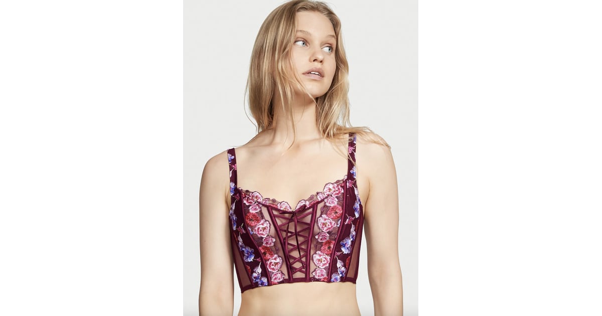 Victoria's Secret Unlined Floral Heart Embroidery Corset Top