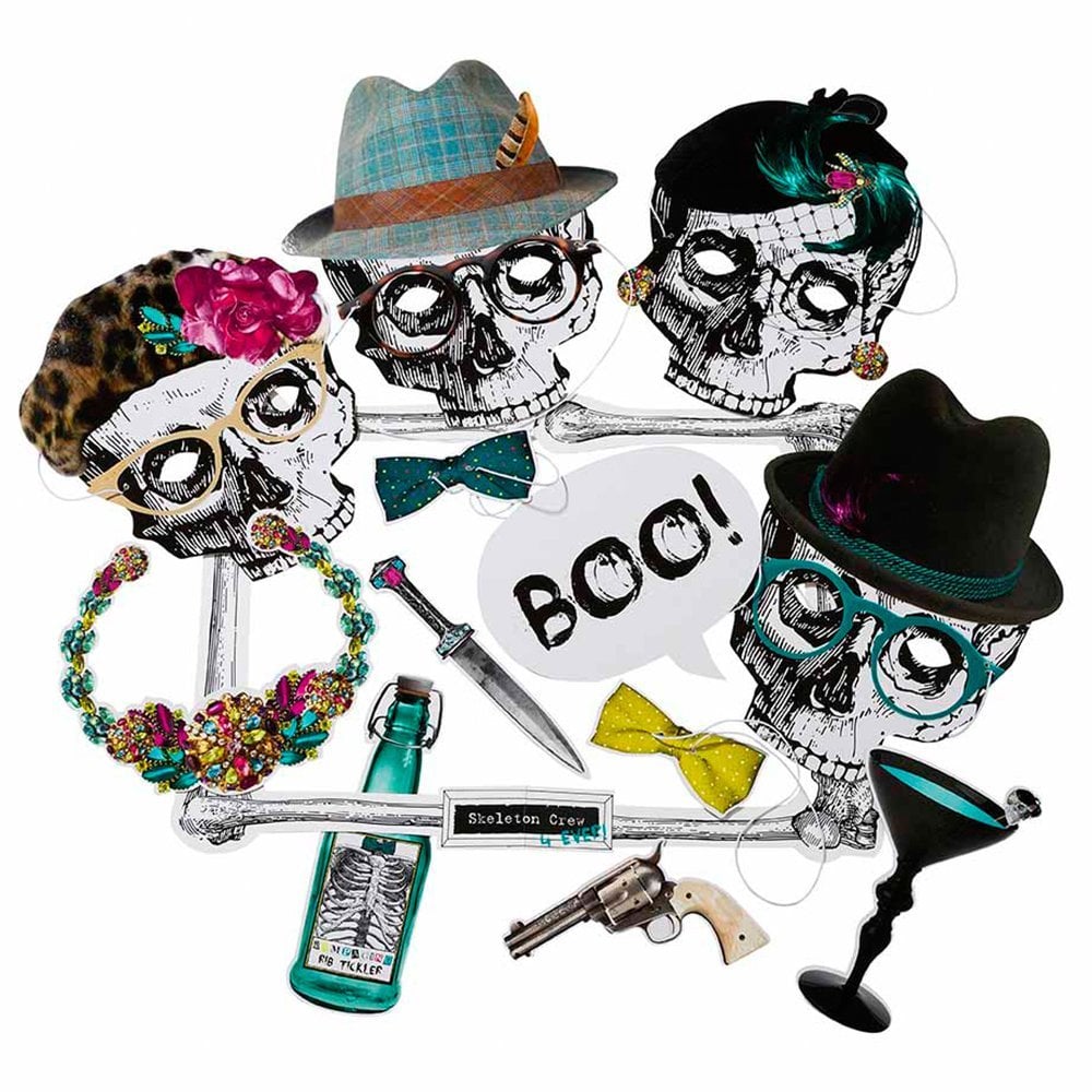 Photos are so much better with on-theme accessories, like these Skeleton Props ($13).