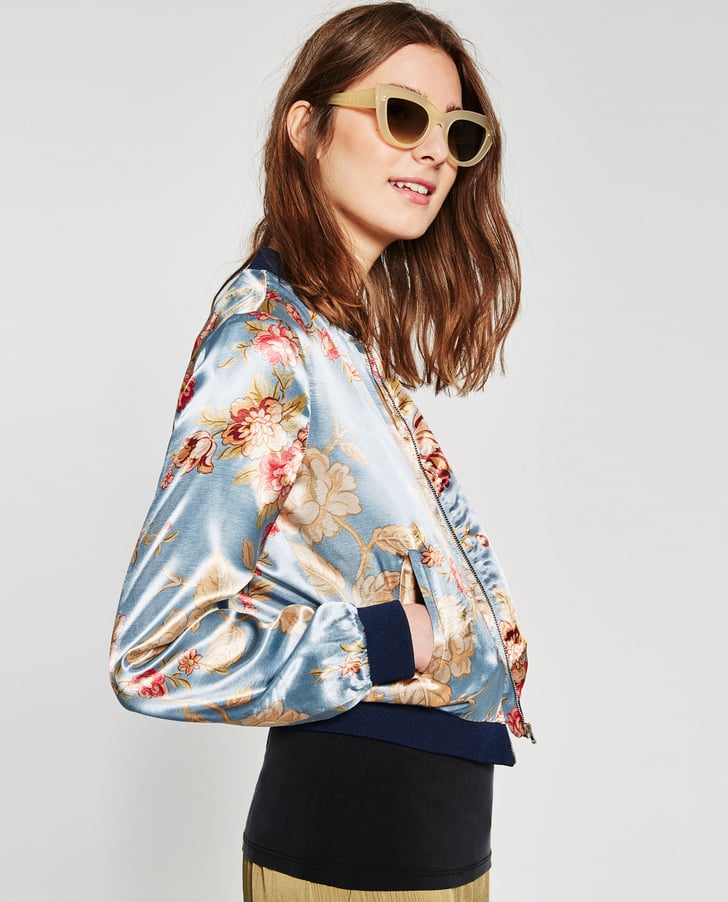 Zara Printed Bomber Jacket ($70) | Bomber Jackets For Spring | POPSUGAR ...
