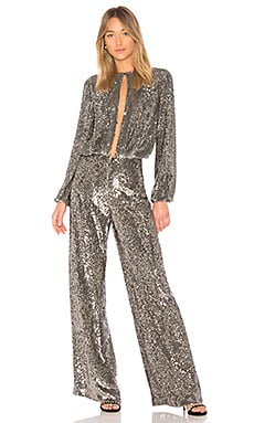 Alexis X Revolve Zeda Jumpsuit in Silver Sequinm