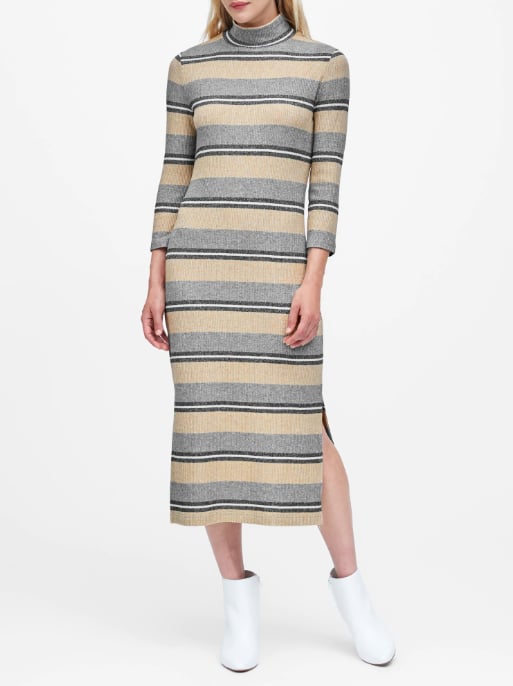 Stripe Luxespun Turtleneck Dress