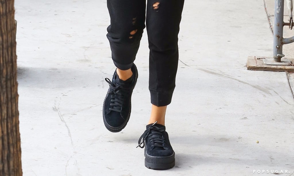 Selena Gomez Black Fenty Puma Sneakers | POPSUGAR Fashion