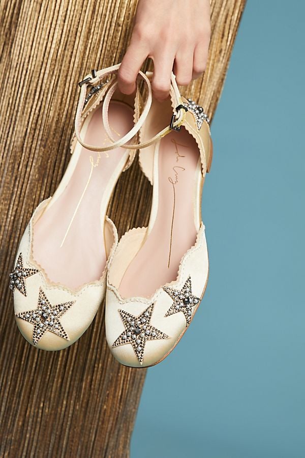 Lola Cruz Star-Embellished Ballet Flats
