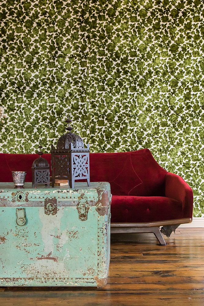 The green pattern of this wallpaper looks just like the Scottish wilderness where Merida and her mother bonded. 
Photo by Jeremy Ryan