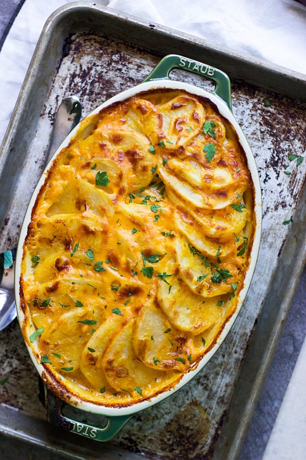 Unique Thanksgiving Side Dish: Pumpkin and Cheddar Scalloped Potatoes