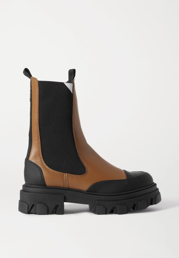 Ganni Rubber-Trimmed Leather Chelsea Boots | The 5 Best Fall 2021 Boot Trends | POPSUGAR Fashion 