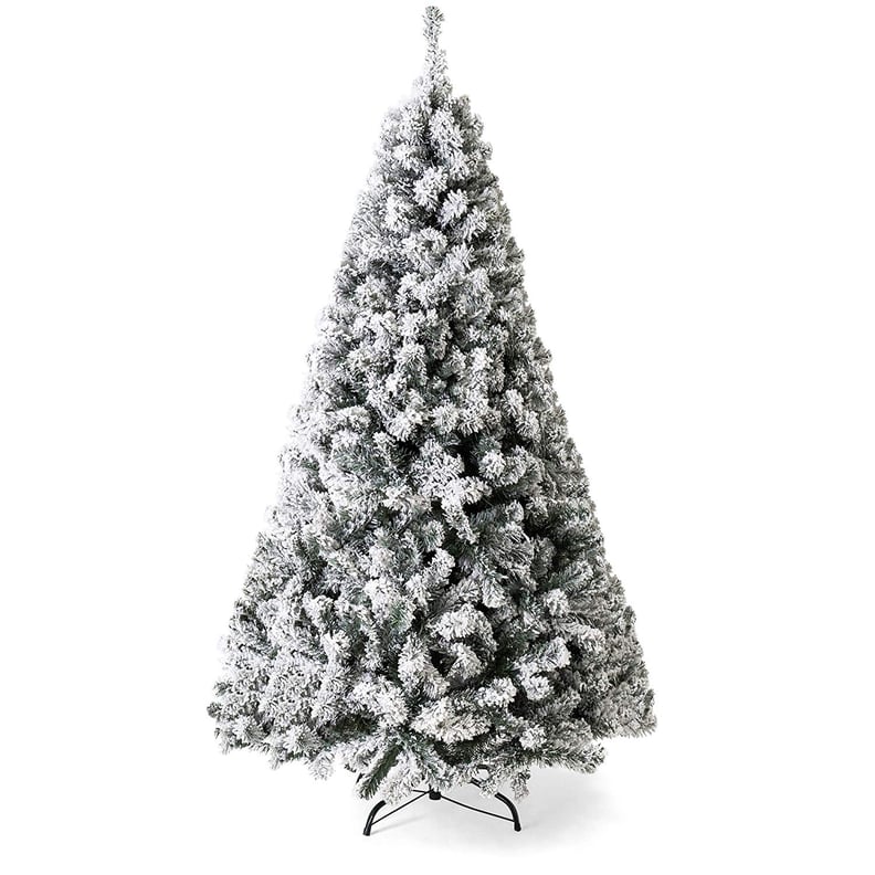 Best Choice Products Snow Flocked Hinged Artificial Pine Christmas Tree